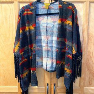 wrangler poncho/cardigan with fringe